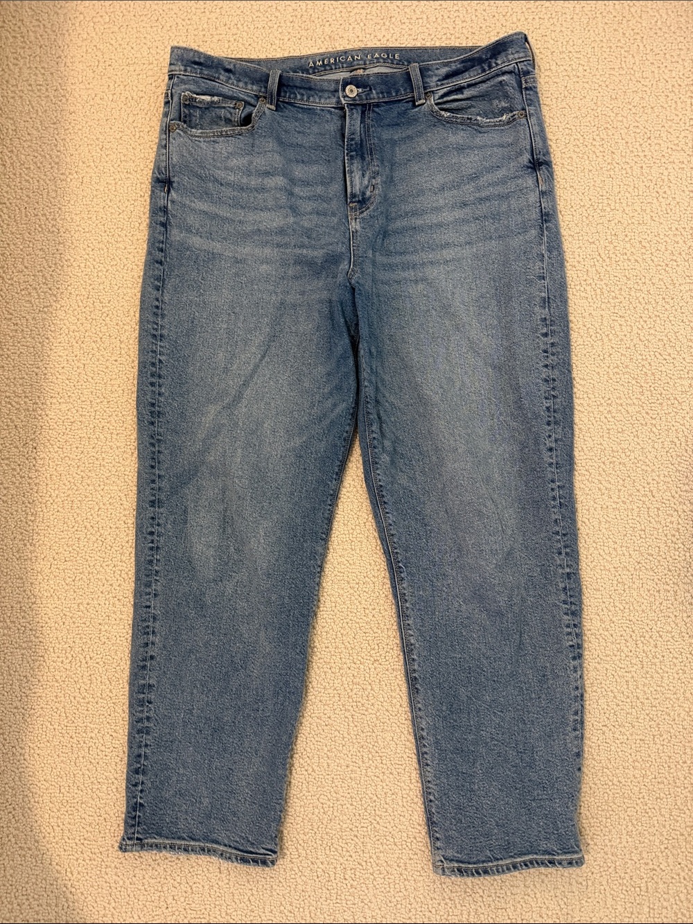 American Eagle Outfitters Women's High-Rise Straight Jeans - Light Blue Denim